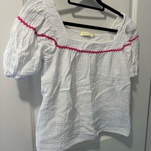 StarkX White Puff Short Sleeve Shirt and Short with Pink Trim